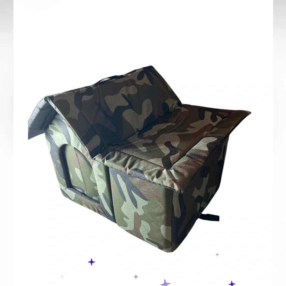 NWT Camo Soft Pet House Dog‎ Cat Shelter w/ Cushion & Ground Stakes Small